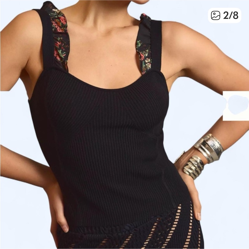 Maeve by Anthropologie floral ruffle sweater tank